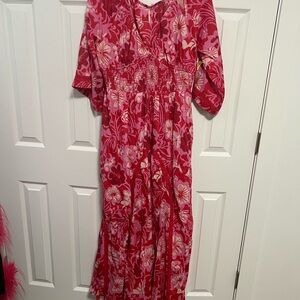 NWOT Free People Women's Pink Printed Dixie Maxi